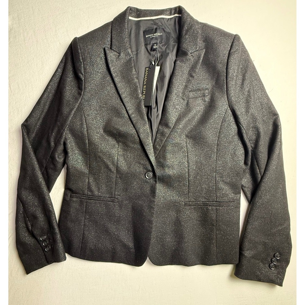 Banana Republic Classic Fit Metallic Blazer Black 396229-01-1 Size 12 NWT-2434